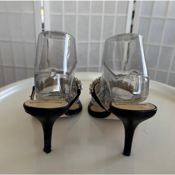 Boston Proper Slip On Black 3” Heals Sandals Rhinestones Size 8 PROM‎ Wedding - Picture 7 of 11